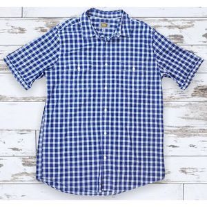 The Foundry Supply Co Blue Plaid Gingham Button Up Casual Shirt Size Large Tall